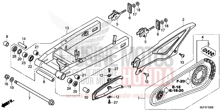 SWINGARM for CTX700 ABS PEARL FADELESS WHITE (NH341) from 2014